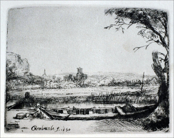  Rembrandt Van Rijn The Landscape with a Canal and Large Boat - Art Print