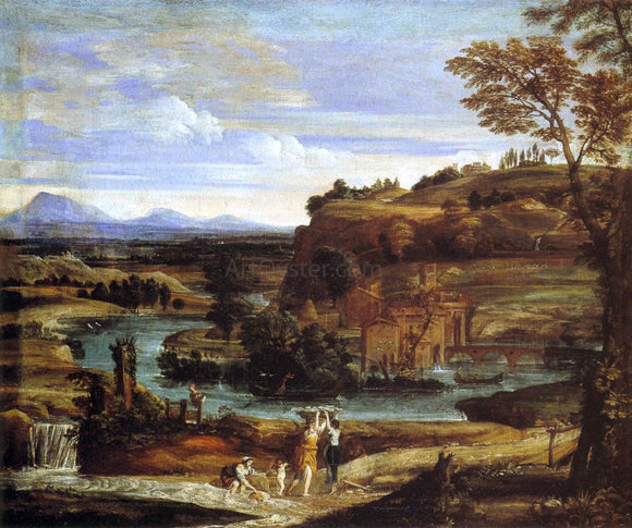  Domenichino Landscape with a Child Overturning Wine - Art Print