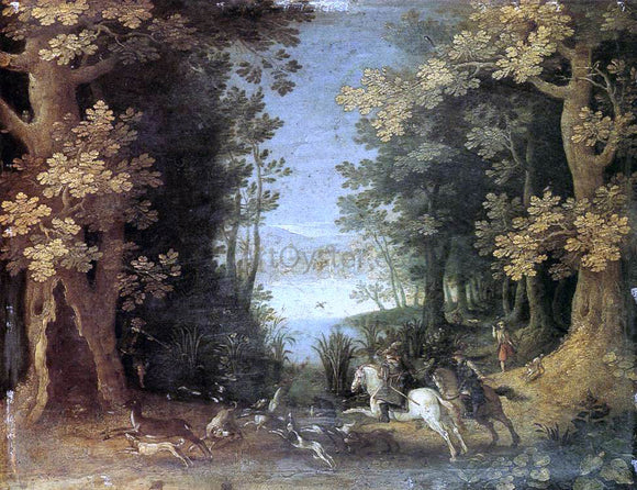  Sebastian Vrancx Landscape with a Deer Hunt - Art Print