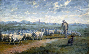  Charles Emile Jacque Landscape with a Herd - Art Print