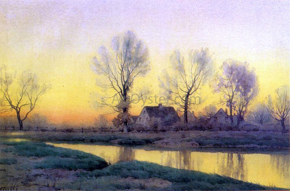  Henry Farrer Landscape with a House near a Lake - Art Print