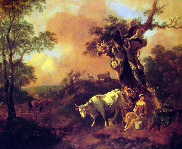  Thomas Gainsborough Landscape with a Woodcutter and Milkmaid - Art Print