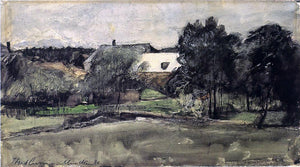 J Frank Currier Landscape with Bridge and Houses - Art Print