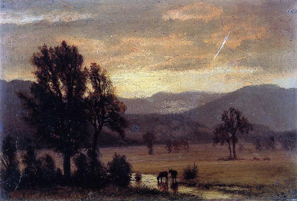  Albert Bierstadt Landscape with Cattle - Art Print