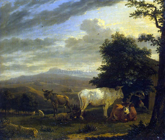  Karel Dujardin Landscape with Cattle - Art Print