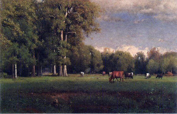  George Inness Landscape with Cattle - Art Print