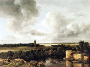  Jacob Van Ruisdael Landscape with Church and Ruined Castle - Art Print