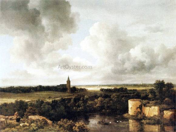  Jacob Van Ruisdael Landscape with Church and Ruined Castle - Art Print