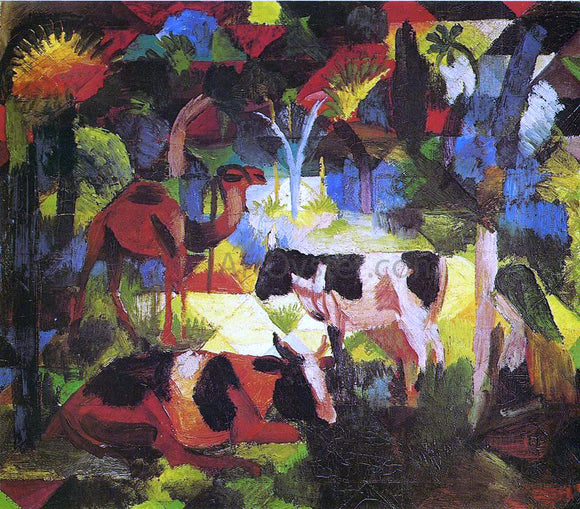  August Macke Landscape with Cows and Camel - Art Print