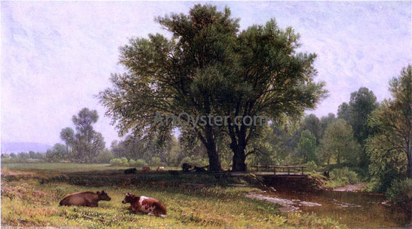  Aaron Draper Shattuck Landscape with Cows - Art Print