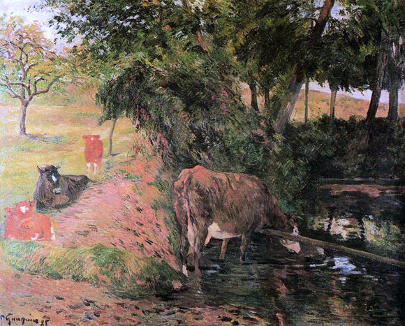  Paul Gauguin Landscape with Cows in an Orchard - Art Print