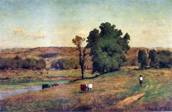  George Inness Landscape with Figure - Art Print