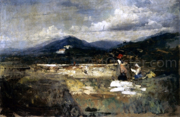  Cesare Tallone Landscape with Figures - Art Print