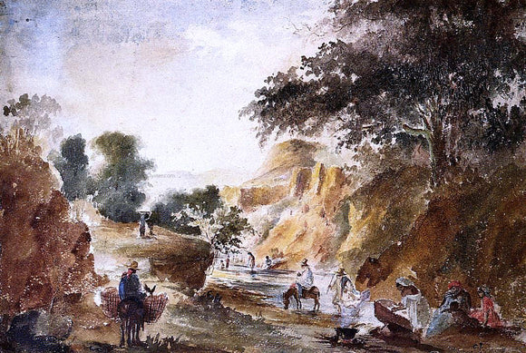 Camille Pissarro Landscape with Figures by a River - Art Print