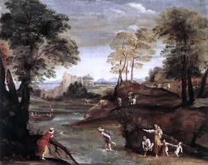  Domenichino Landscape with Ford - Art Print