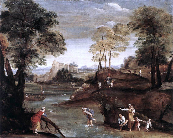  Domenichino Landscape with Ford - Art Print