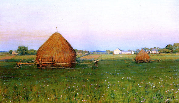  Henry Golden Dearth Landscape with Haystacks - Art Print