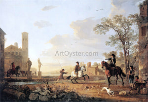  Aelbert Cuyp Landscape with Horse Trainers - Art Print