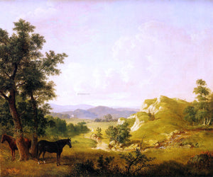  Thomas Hewes Hinckley Landscape with Horses - Art Print