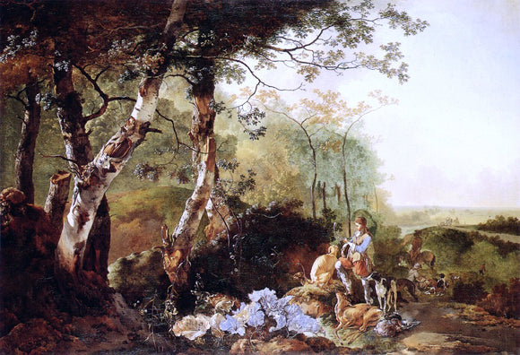  Adam Pynacker Landscape with Hunters - Art Print