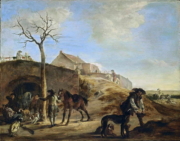  Dirck Willemsz Stoop Landscape with Huntsmen - Art Print