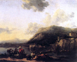  Nicolaes Berchem Landscape with Jacob, Rachel, and Leah - Art Print