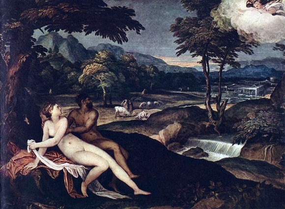  Andrea Schiavone Landscape with Jupiter and Io - Art Print
