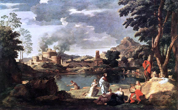  Nicolas Poussin Landscape with Orpheus and Euridice - Art Print