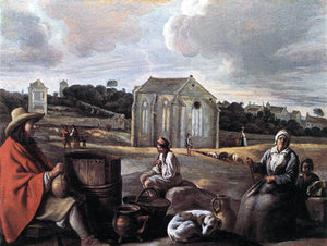  Le nain Brothers Landscape with Peasants and a Chapel - Art Print
