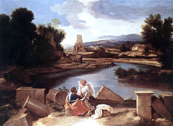  Nicolas Poussin Landscape with St Matthew and the Angel - Art Print