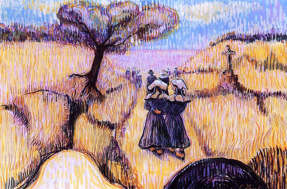  Charles Laval Landscape with Strolling Breton Women - Art Print