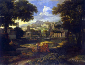  Etienne Allegrain Landscape with the Finding of Moses - Art Print