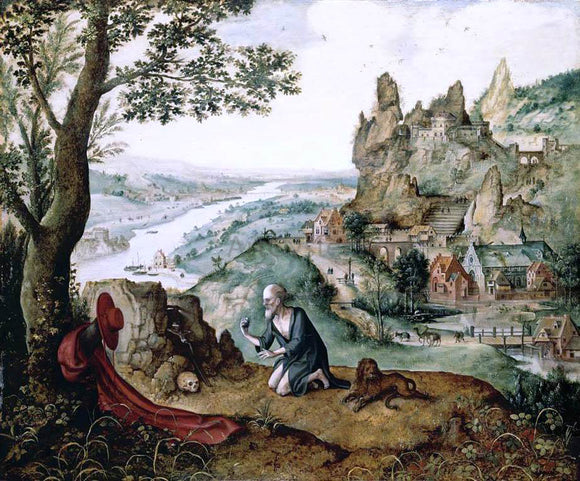  Lucas Gassel Landscape with the Penitent St Jerome - Art Print