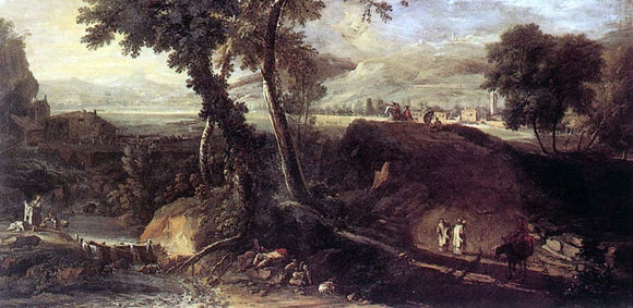  Marco Ricci Landscape with Washerwomen - Art Print