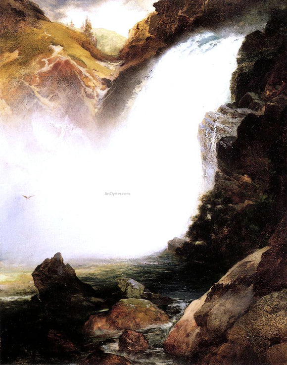  Thomas Moran Landscape with Waterfall - Art Print