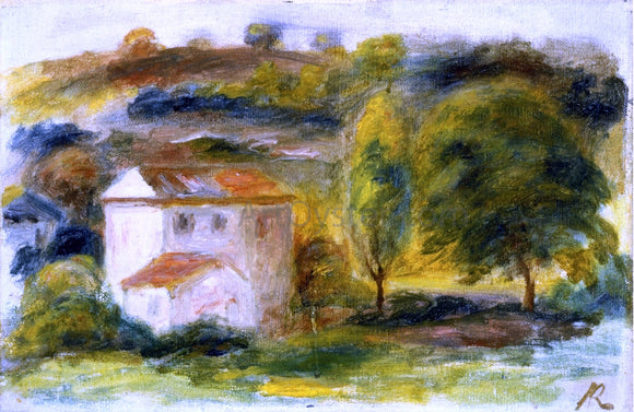  Pierre Auguste Renoir Landscape with White House - Art Print