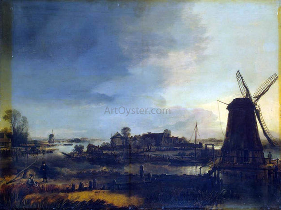  Aert Van der Neer Landscape with Windmill - Art Print