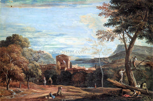  Marco Ricci Landscape with Woodcutters and Two Horsemen - Art Print