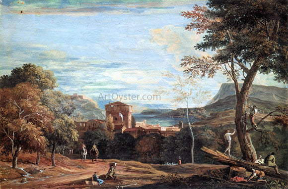  Marco Ricci Landscape with Woodcutters and Two Horsemen - Art Print