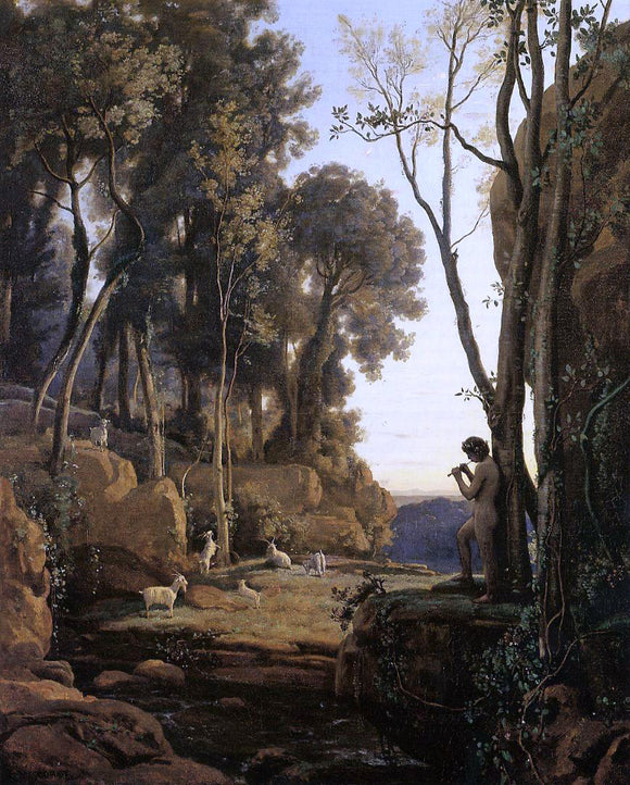  Jean-Baptiste-Camille Corot Landscape,Setting Sun (also known as The Little Shepherd) - Art Print