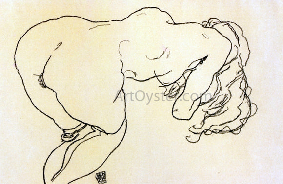  Egon Schiele Langhaariger Akt, vornubergebeugt, Ruckenansicht - Art Print