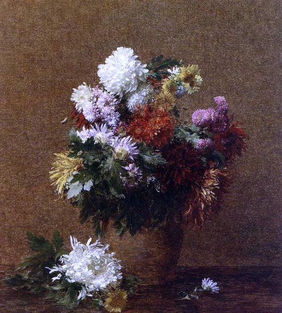  Henri Fantin-Latour Large Bouquet of Chrysanthemums - Art Print