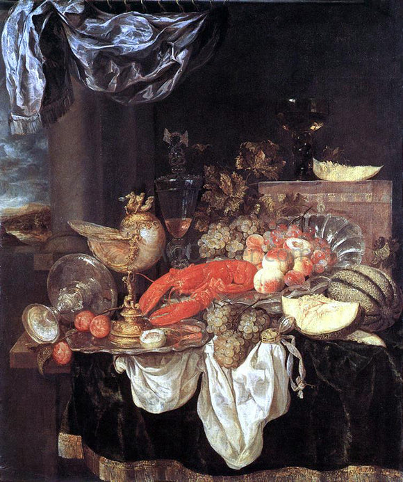  Abraham Van Beyeren Large Still-life with Lobster - Art Print