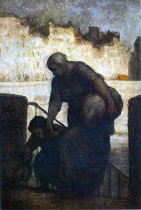  Honore Daumier Laundress on the Quai d'Anjou - Art Print