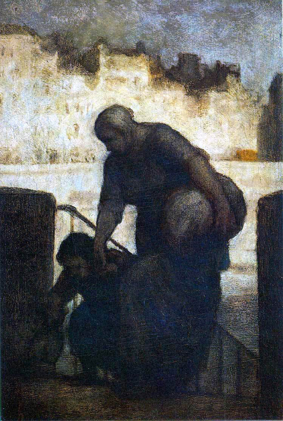  Honore Daumier Laundress on the Quai d'Anjou - Art Print