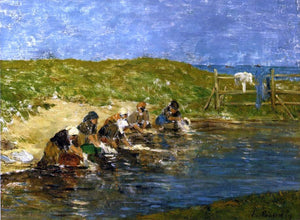  Eugene-Louis Boudin Laundresses by the Sea - Art Print