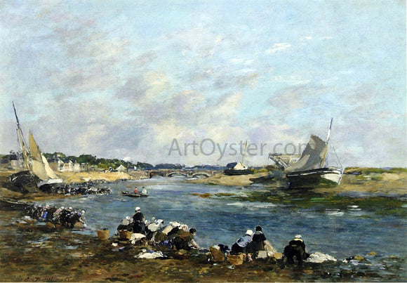  Eugene-Louis Boudin Laundresses on a Branch of the Toques - Art Print
