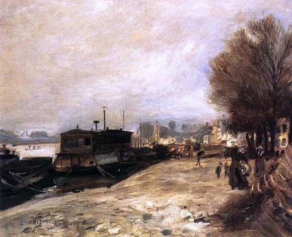  Pierre Auguste Renoir Laundry Boat by the Banks of the Seine, near Paris - Art Print