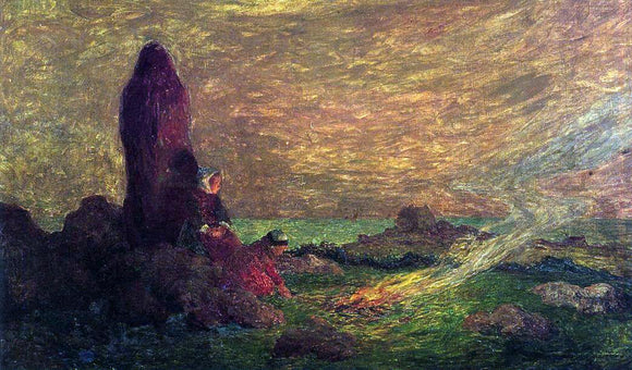  Ferdinand Du Puigaudeau Le Croisic, Girls at the Foot of a Standing Stone - Art Print