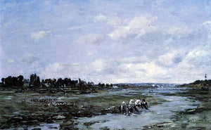  Eugene-Louis Boudin Le Faou: Laundresses on the Banks of the River - Art Print